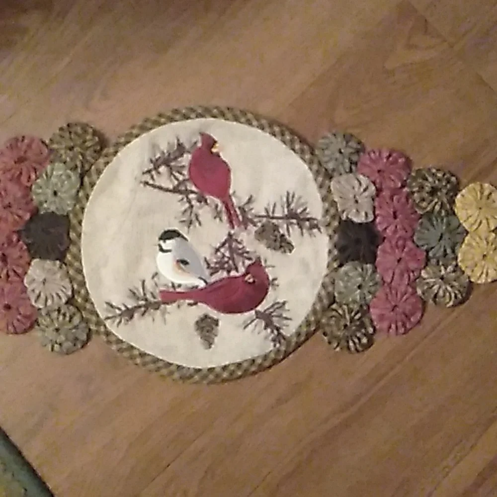 🕊️ Cardinal OOAK DOILY Hand Crafted Quilted Unique 